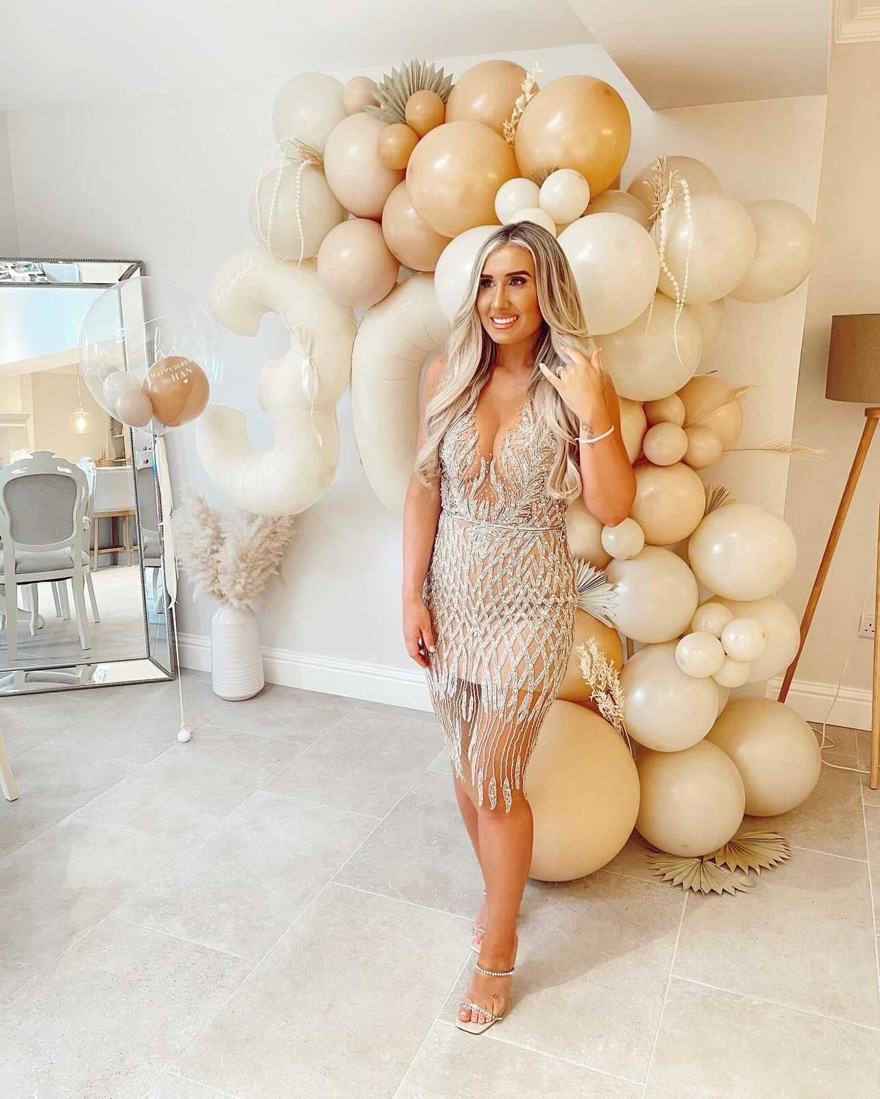 Yazmin fully beaded silver dress